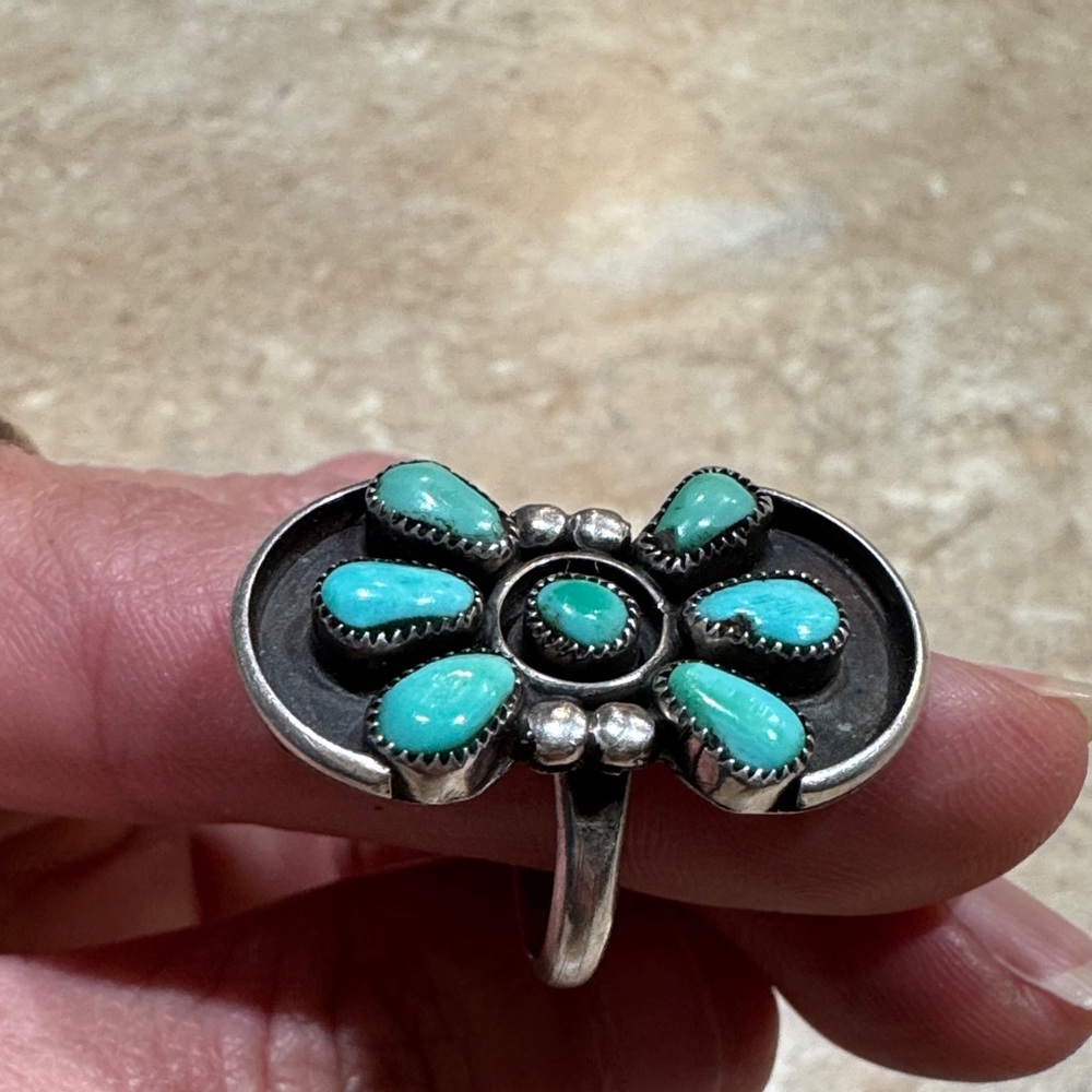 Turquoise Silver Women's Ring - Picture 13 of 13